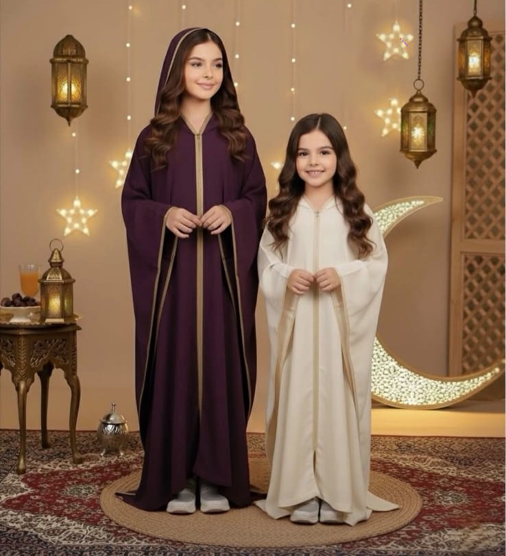 جلابة بنات رمضانية أنيقة – تصميم تقليدي فاخر