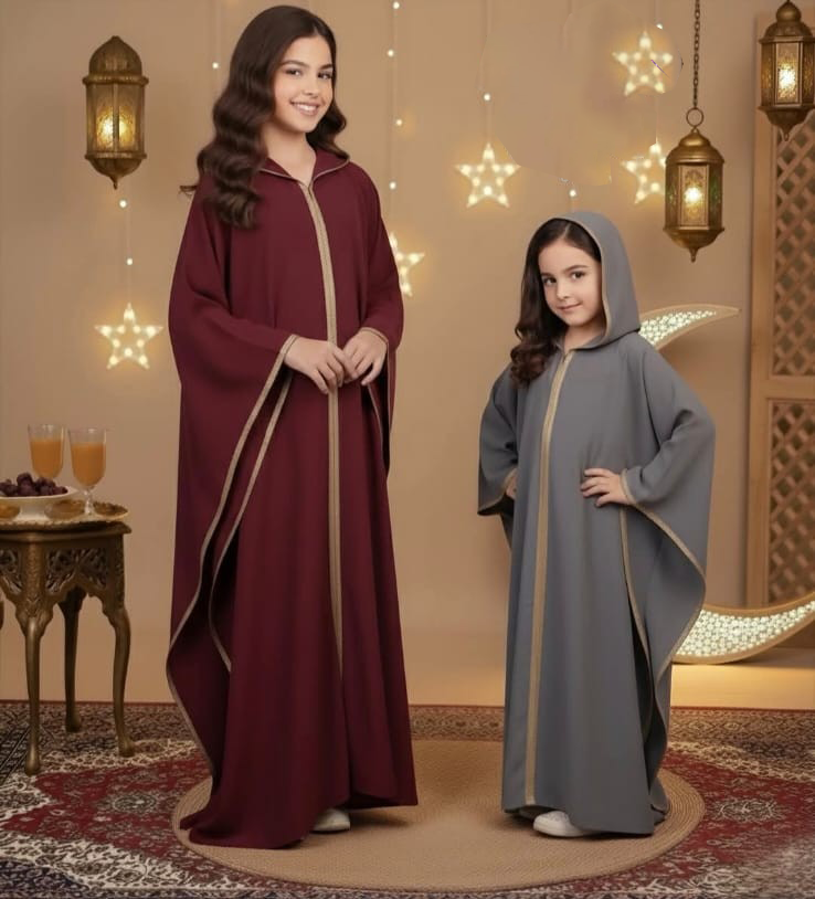 جلابة بنات رمضانية أنيقة – تصميم تقليدي فاخر