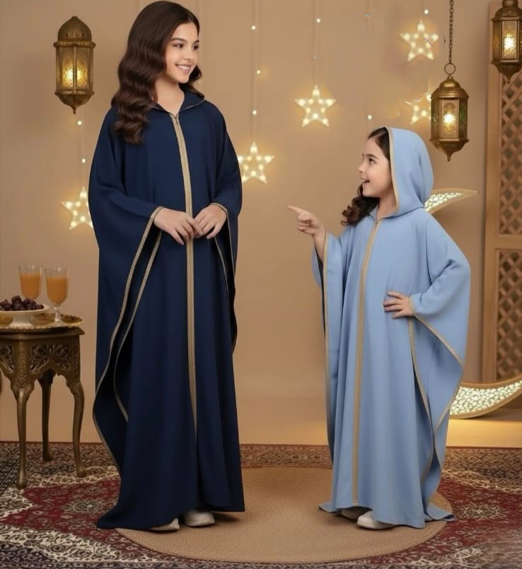 جلابة بنات رمضانية أنيقة – تصميم تقليدي فاخر