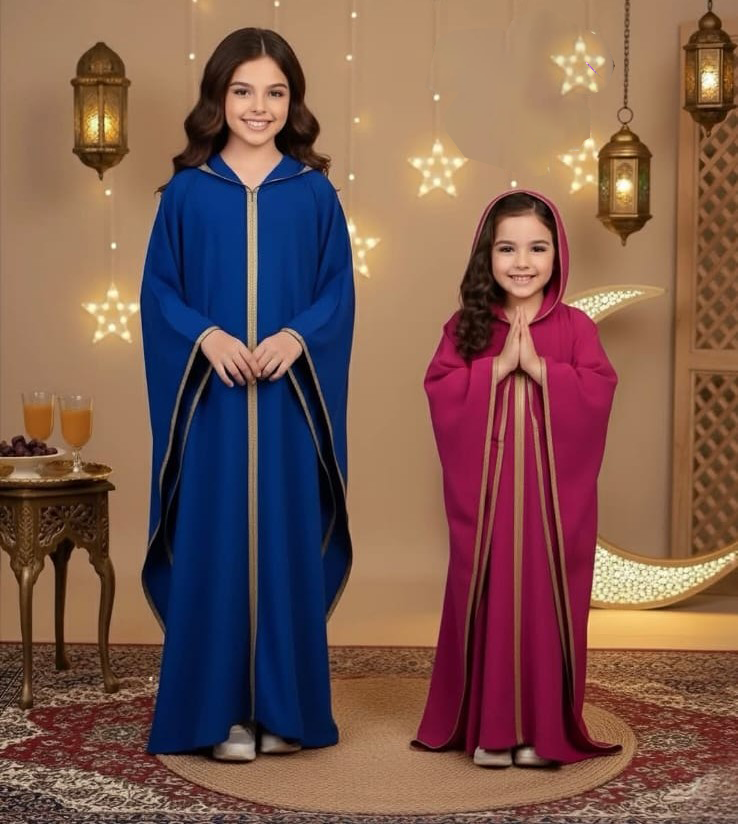 جلابة بنات رمضانية أنيقة – تصميم تقليدي فاخر